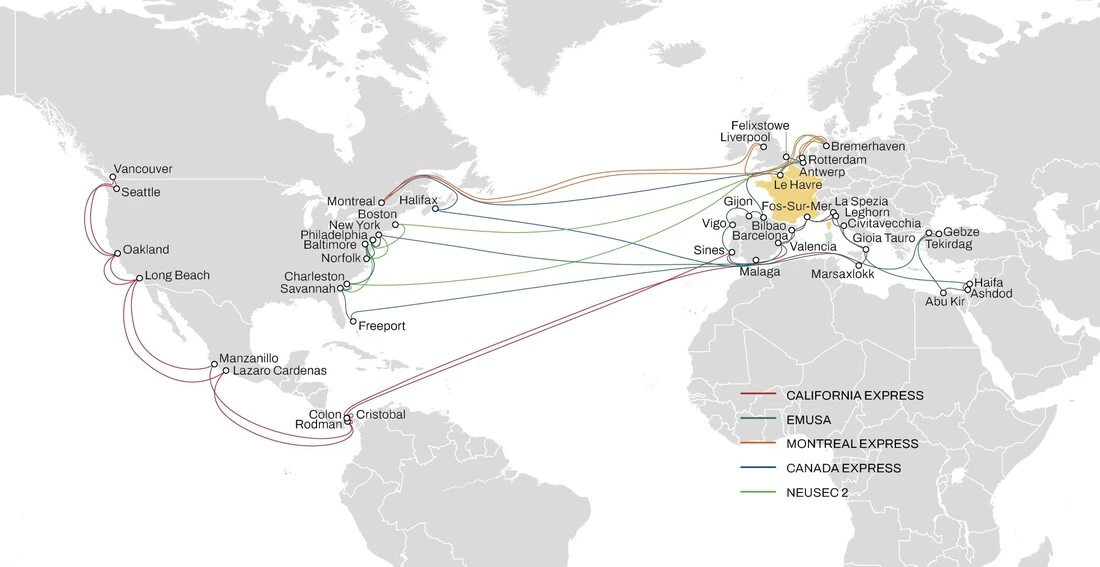 France - Transatlantic Map