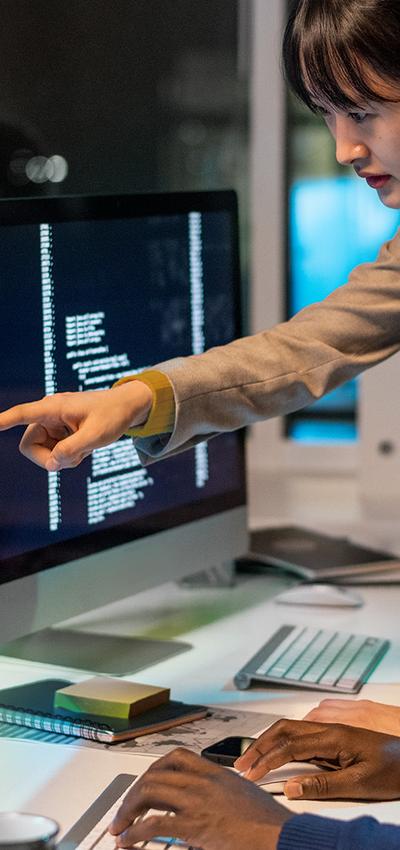 Teammates working on code and integrations