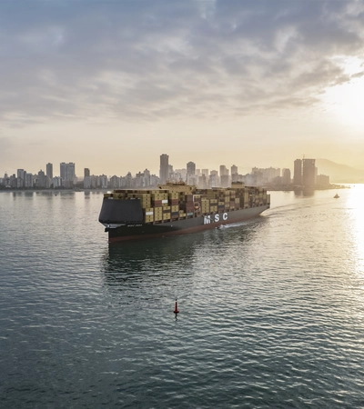 MSC INSA (LNG-Powered) Approaching Santos Port