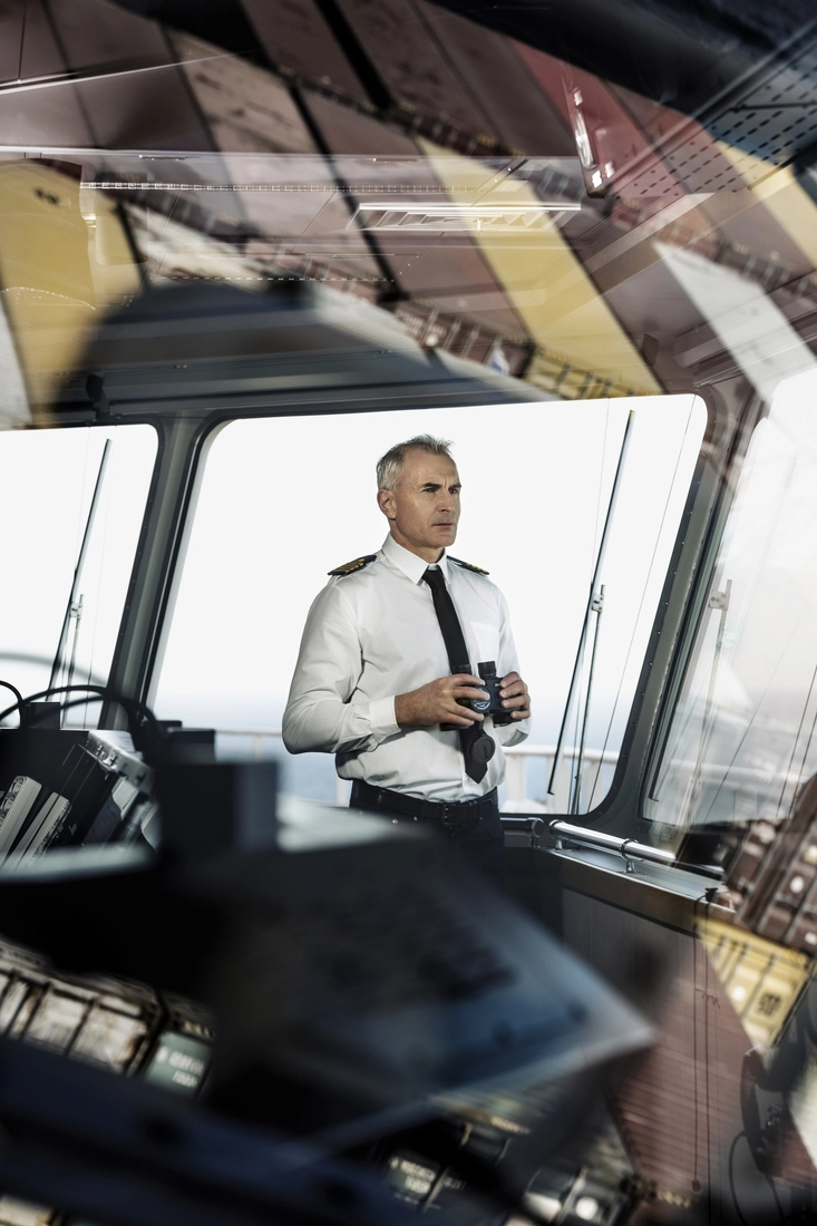 Captain at bridge