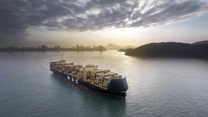 MSC INSA (LNG-Powered) in Open Waters Near Santos