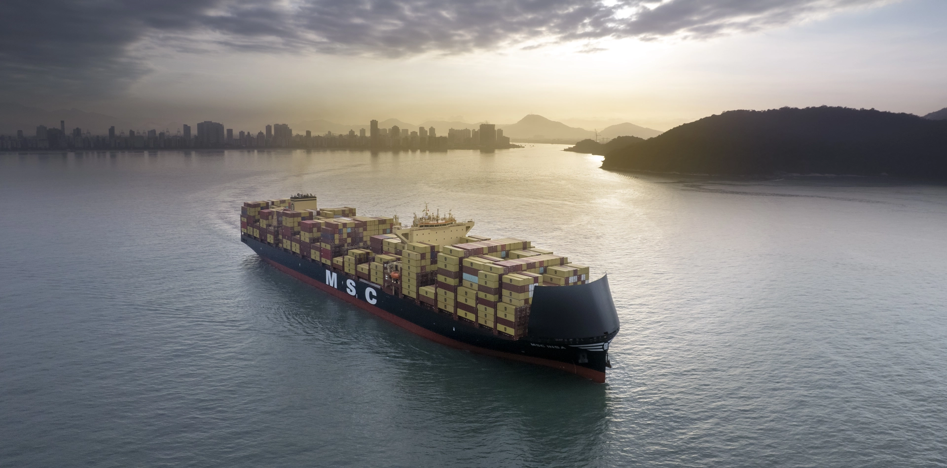 MSC INSA (LNG-Powered) in Open Waters Near Santos