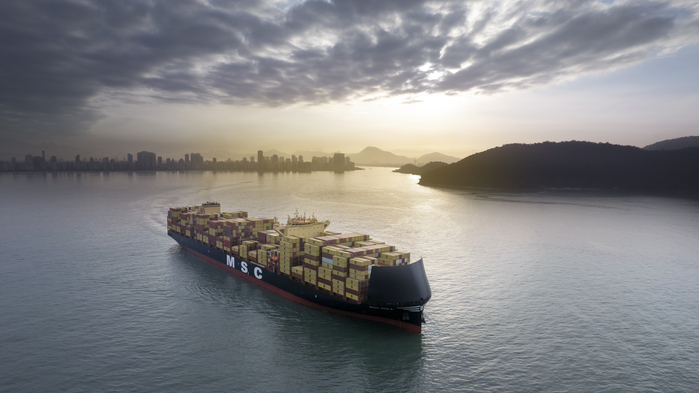 MSC INSA (LNG-Powered) in Open Waters Near Santos