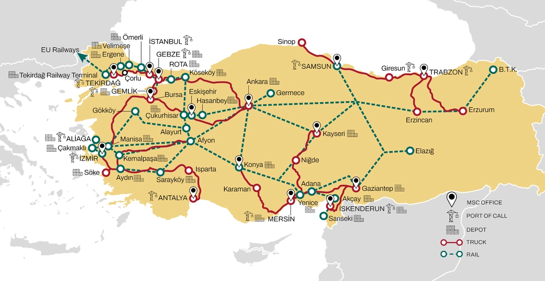 Turkiye Intermodal Map