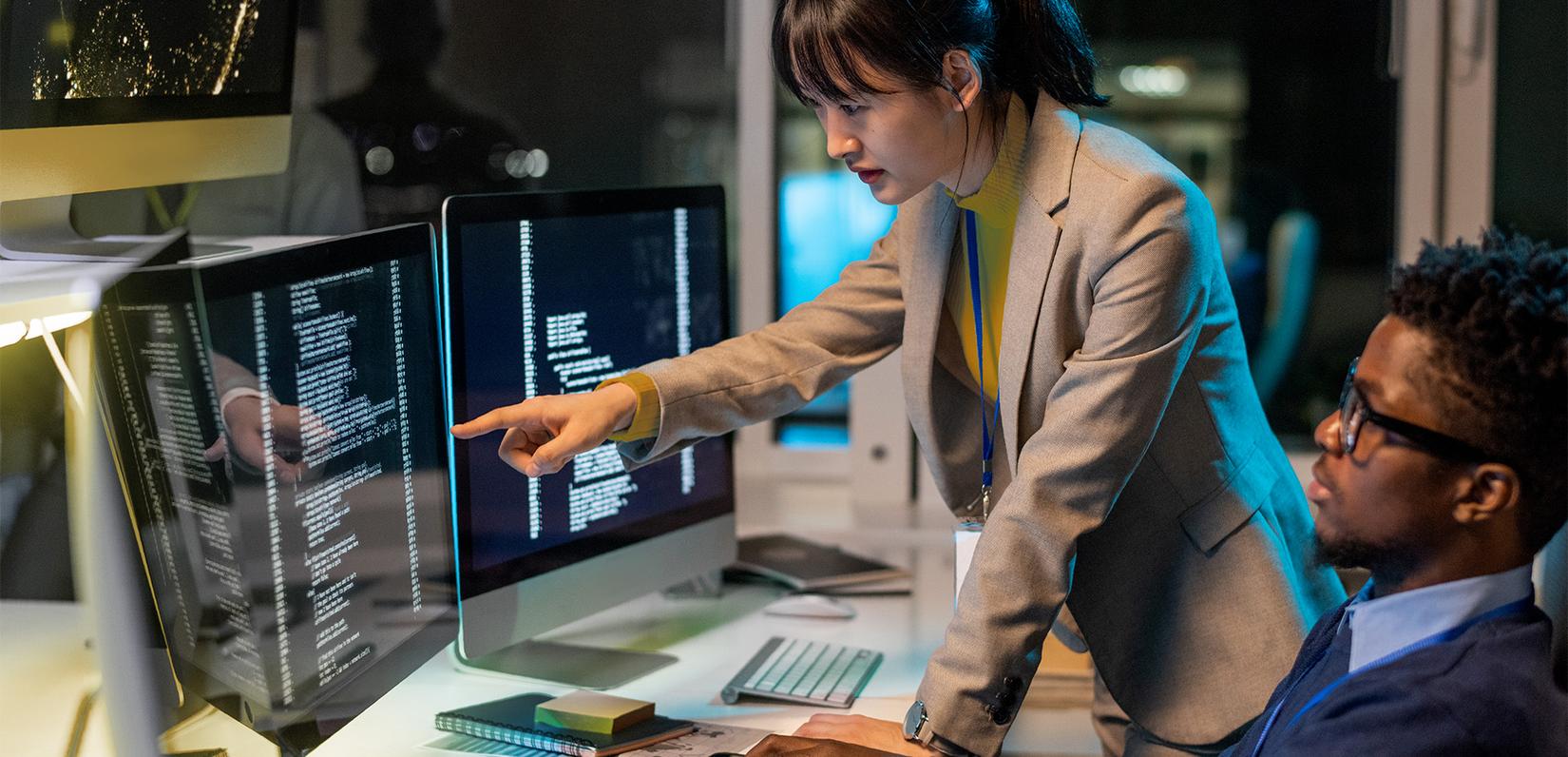 Teammates working on code and integrations