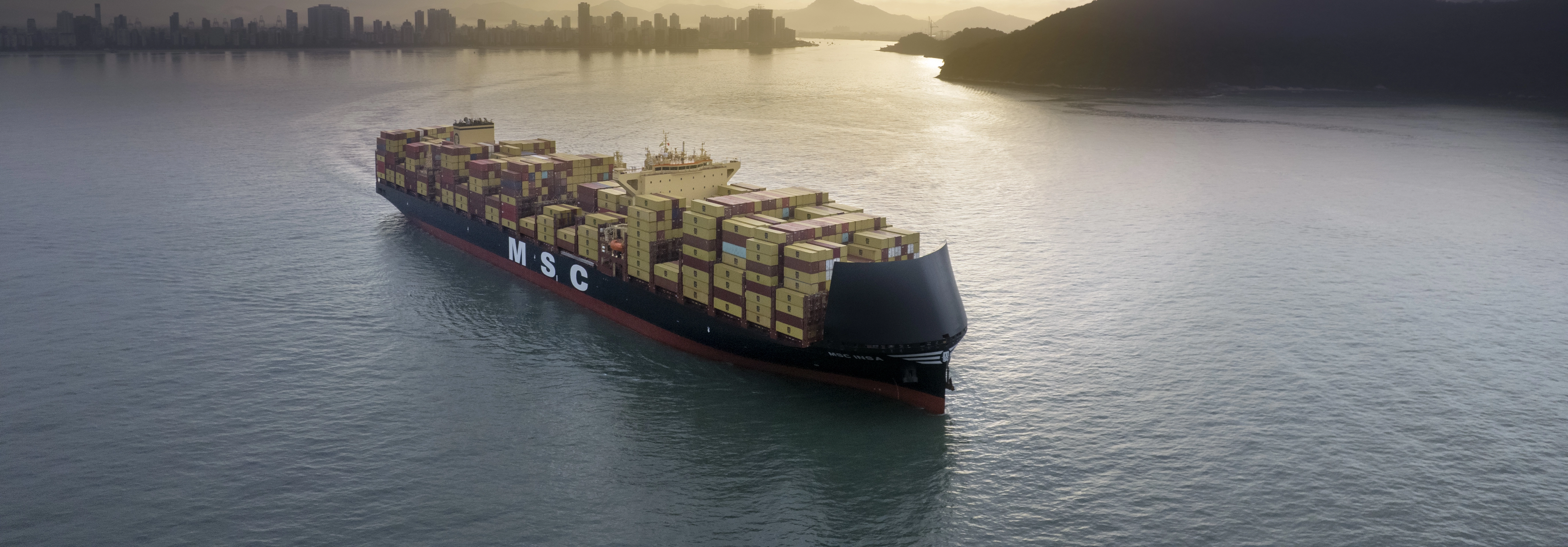 MSC INSA (LNG-Powered) in Open Waters Near Santos