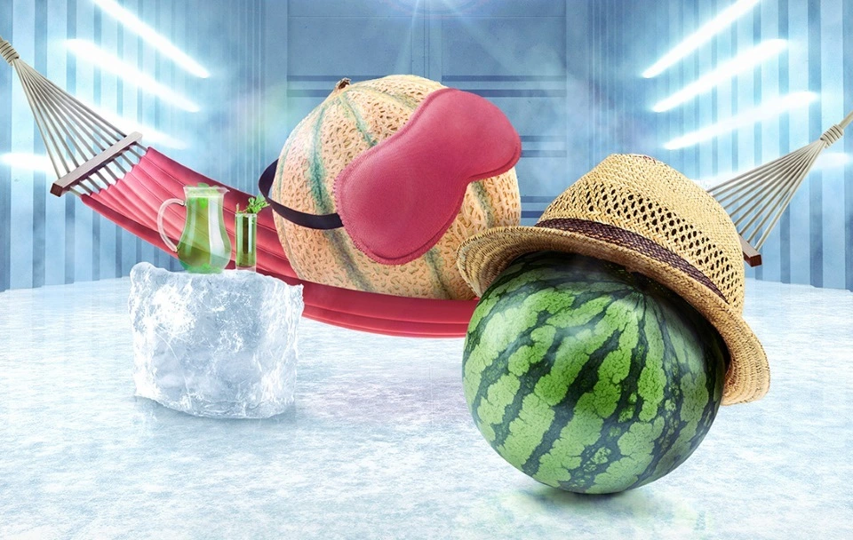 Fruits chilling in reefer wearing accessories
